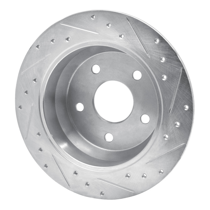 Jeep Grand Cherokee Brake Rotor (1) - Rear Left - R1 Concepts - Drilled & Slotted - Silver - `99-`04